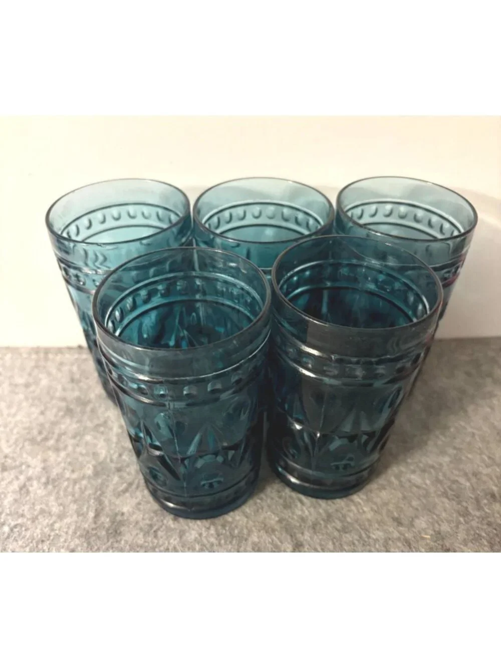 Set of 5 Vintage Smokey Blue Colony Park Lane Juice Glasses 4